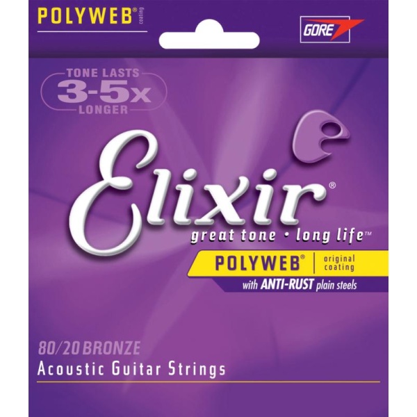 ELIXIR Extra Light Acoustic 80/20 Bronze With Polyweb Coating (.010 - .047)